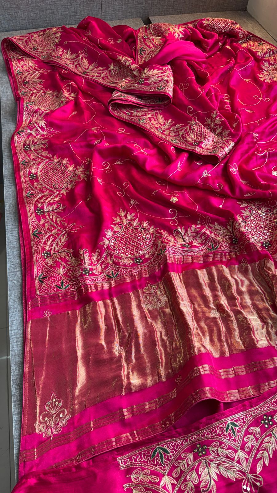 Zardozi Pearl And Kutdana On Gajji Silk · 48 Artisan Hours of work · The Virasat Edit