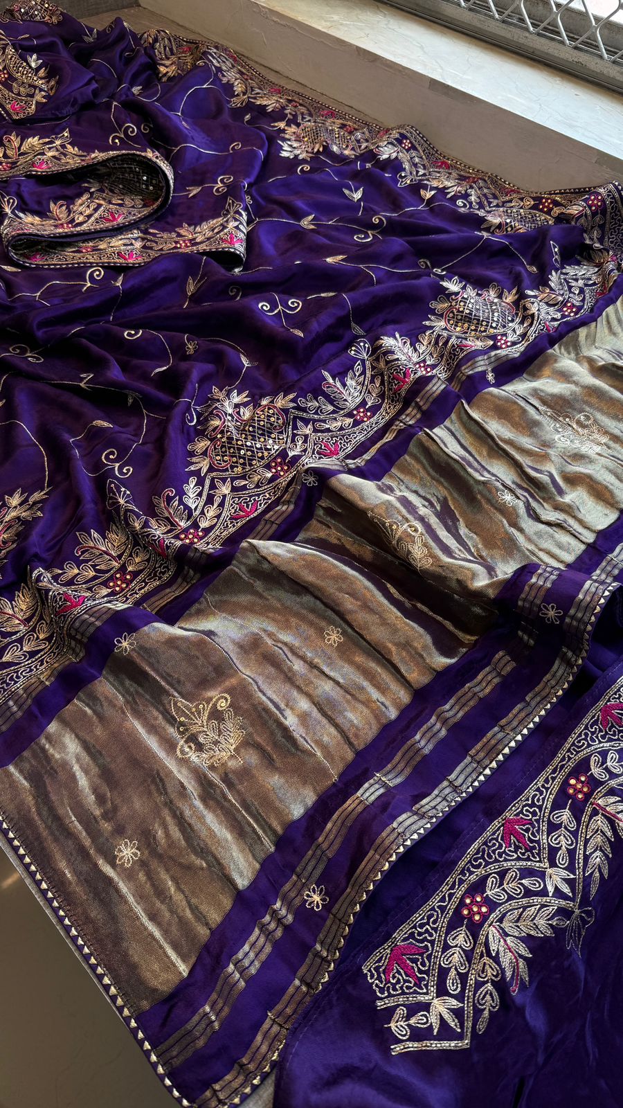 Zardozi Pearl And Kutdana On Gajji Silk · 48 Artisan Hours of work · The Virasat Edit
