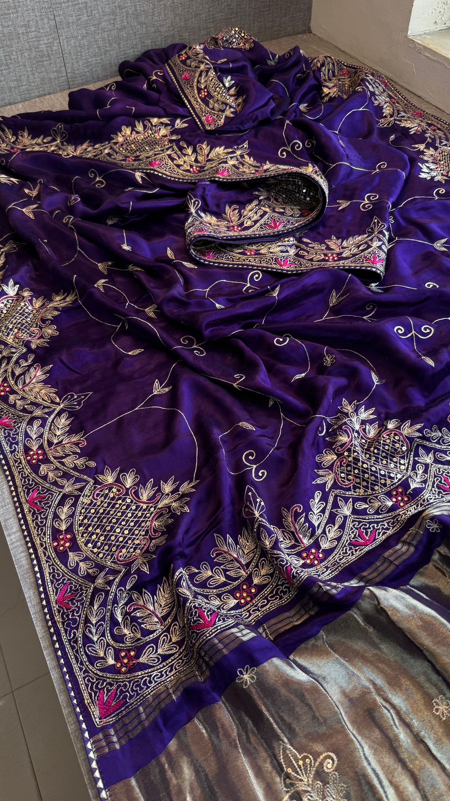 Zardozi Pearl And Kutdana On Gajji Silk · 48 Artisan Hours of work · The Virasat Edit