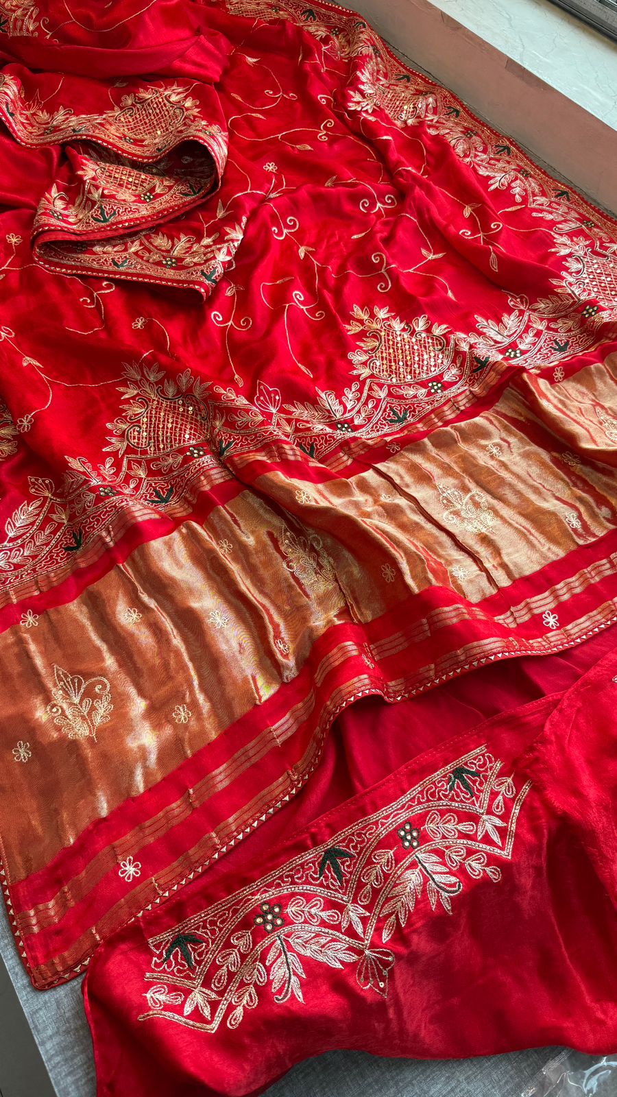 Zardozi Pearl And Kutdana On Gajji Silk · 48 Artisan Hours of work · The Virasat Edit