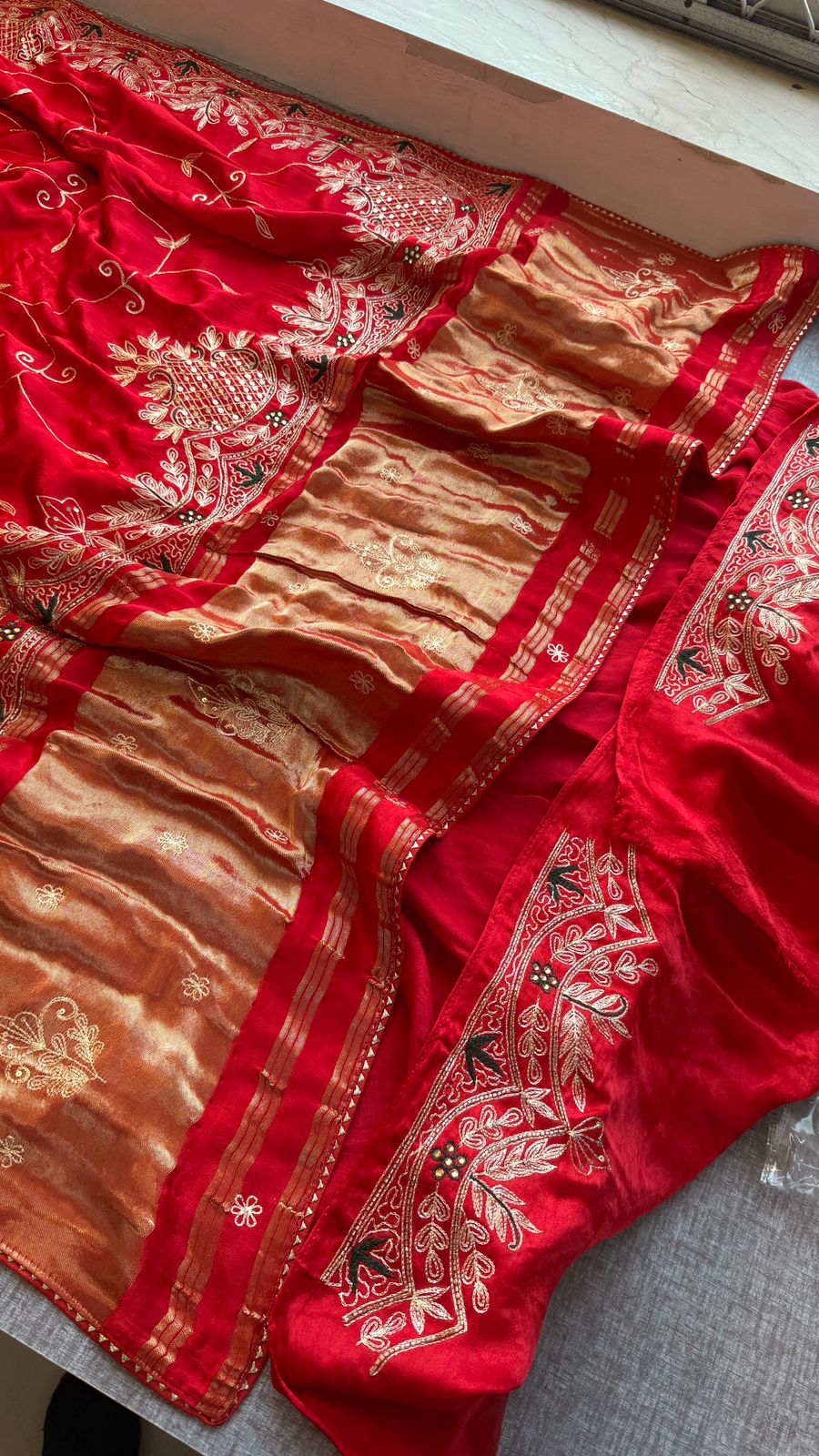 Zardozi Pearl And Kutdana On Gajji Silk · 48 Artisan Hours of work · The Virasat Edit