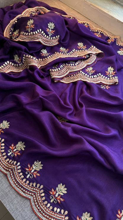 Zardozi Gotta Patti And Kutdana On Munga Silk Lakdi Patta · 52 Artisan Hours of work · The Sunehri Edit