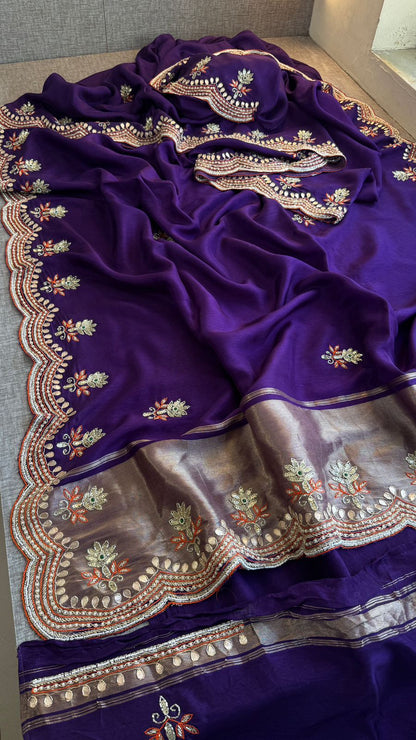 Zardozi Gotta Patti And Kutdana On Munga Silk Lakdi Patta · 52 Artisan Hours of work · The Sunehri Edit