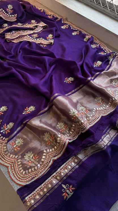 Zardozi Gotta Patti And Kutdana On Munga Silk Lakdi Patta · 52 Artisan Hours of work · The Sunehri Edit