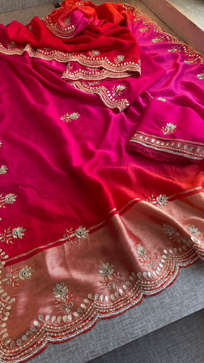 Zardozi Gotta Patti And Kutdana On Munga Silk Lakdi Patta · 52 Artisan Hours of work · The Sunehri Edit