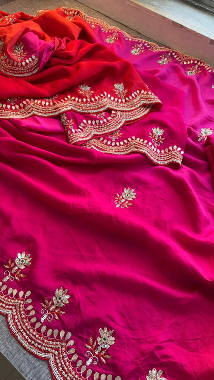 Zardozi Gotta Patti And Kutdana On Munga Silk Lakdi Patta · 52 Artisan Hours of work · The Sunehri Edit