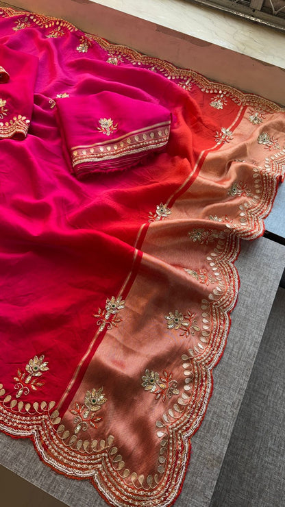 Zardozi Gotta Patti And Kutdana On Munga Silk Lakdi Patta · 52 Artisan Hours of work · The Sunehri Edit