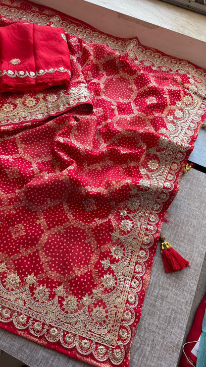 Zari Gotta Patti And Zarkan On Munga Silk Banarasi · 52 Artisan Hours of work · The Mehfil Edit