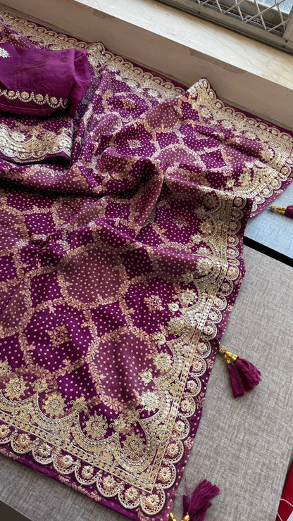 Zari Gotta Patti And Zarkan On Munga Silk Banarasi · 52 Artisan Hours of work · The Mehfil Edit
