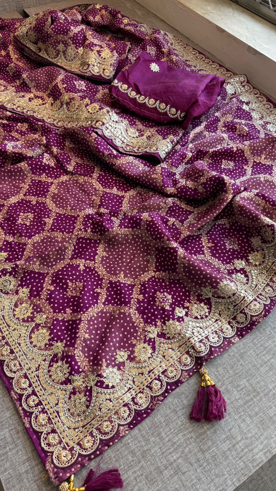 Zari Gotta Patti And Zarkan On Munga Silk Banarasi · 52 Artisan Hours of work · The Mehfil Edit
