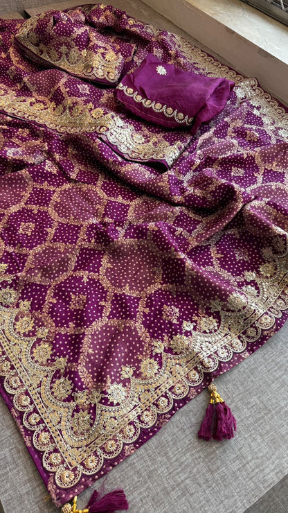Zari Gotta Patti And Zarkan On Munga Silk Banarasi · 52 Artisan Hours of work · The Mehfil Edit
