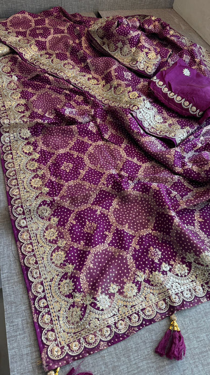 Zari Gotta Patti And Zarkan On Munga Silk Banarasi · 52 Artisan Hours of work · The Mehfil Edit
