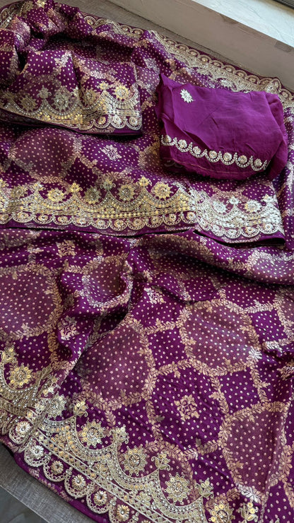 Zari Gotta Patti And Zarkan On Munga Silk Banarasi · 52 Artisan Hours of work · The Mehfil Edit