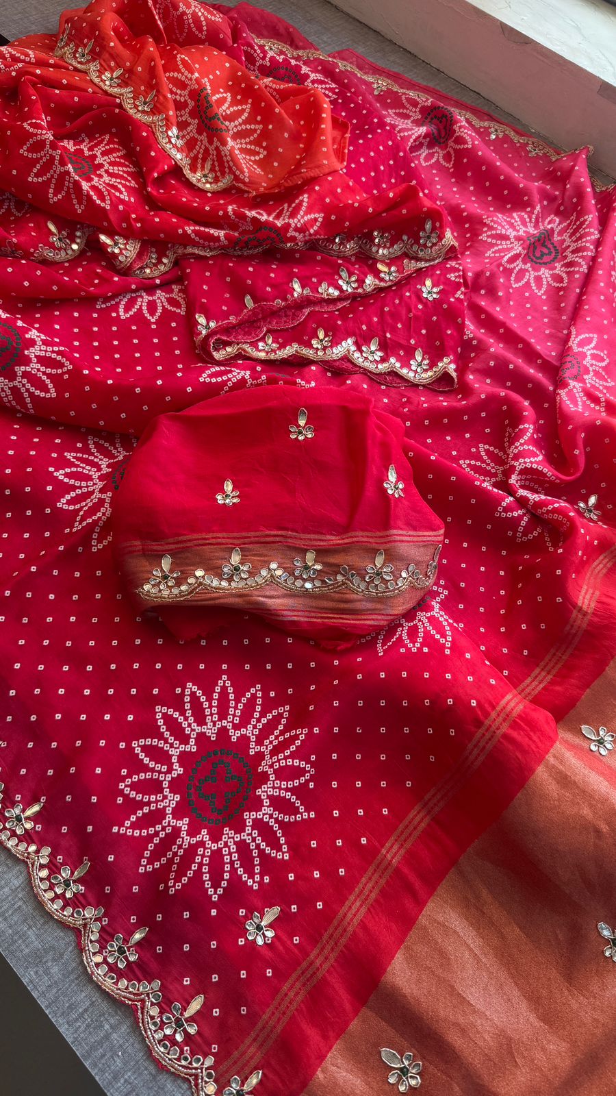 Gotta Patti Zardozi And Kutdana On Bandhej Munga Silk · 52 Artisan Hours of work · The Royal Edit