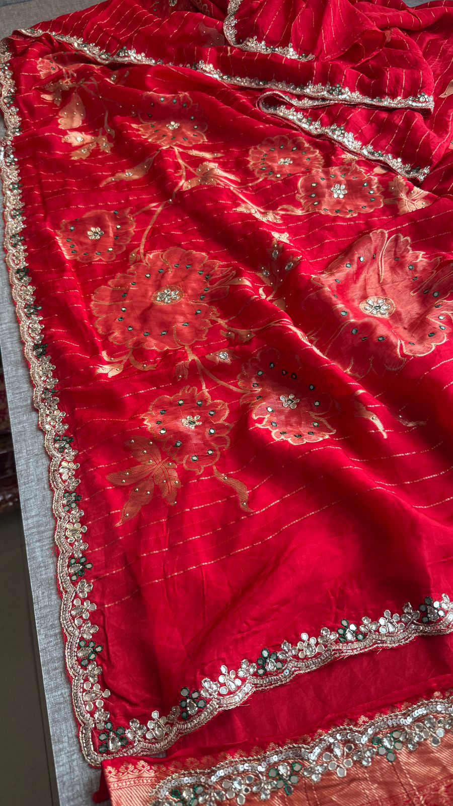 Resham Zardozi And Kutdana On Munga Silk Banarasi · 48 Artisan Hours of work · The Virasat Edit