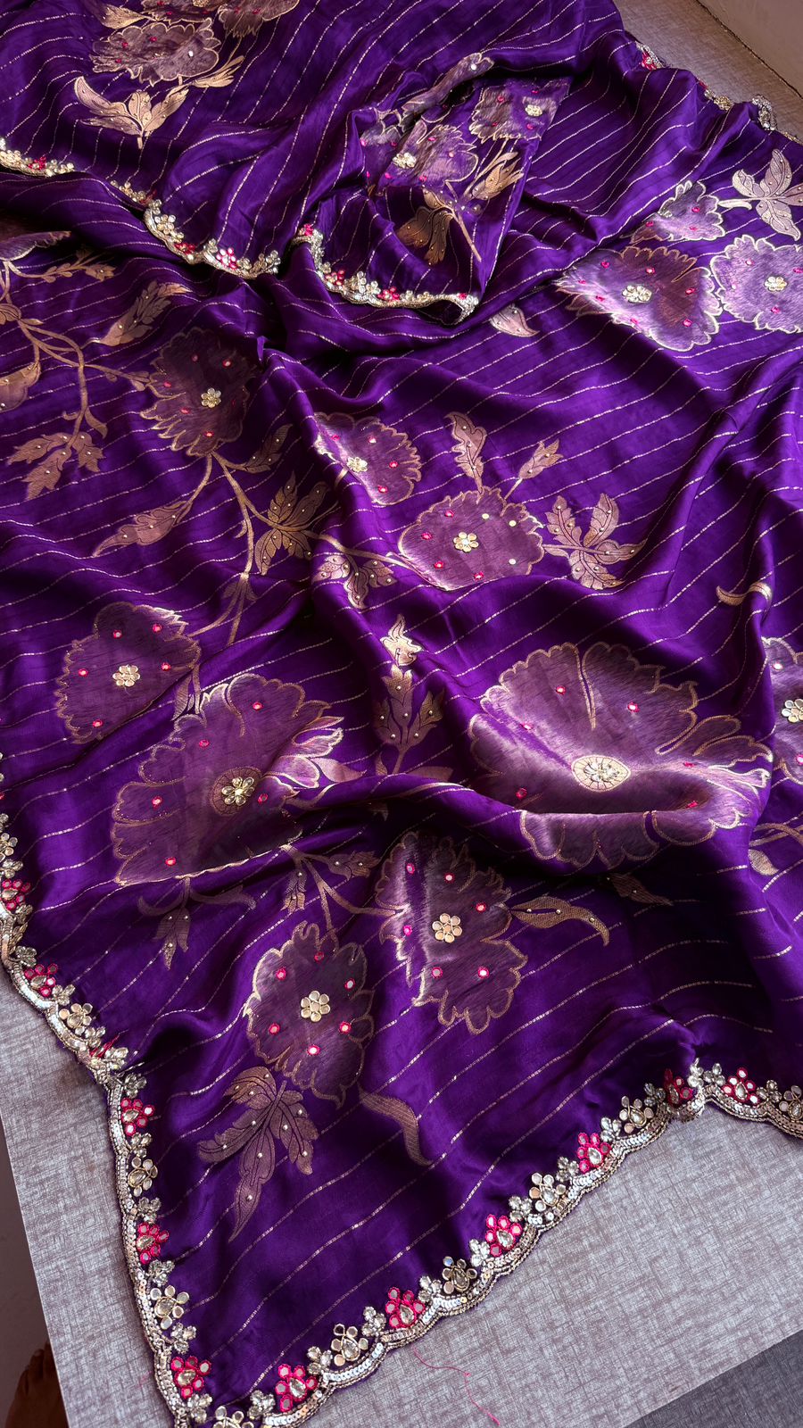Resham Zardozi And Kutdana On Munga Silk Banarasi · 48 Artisan Hours of work · The Virasat Edit