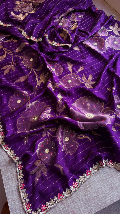 Resham Zardozi And Kutdana On Munga Silk Banarasi · 48 Artisan Hours of work · The Virasat Edit