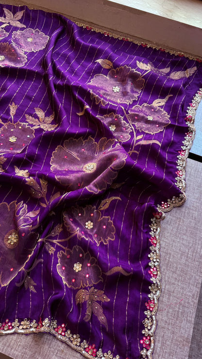 Resham Zardozi And Kutdana On Munga Silk Banarasi · 48 Artisan Hours of work · The Virasat Edit