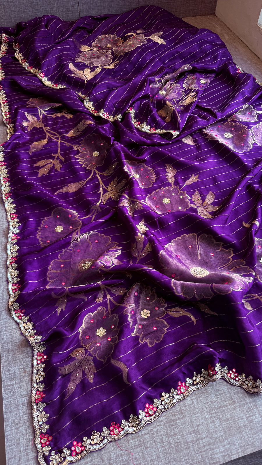 Resham Zardozi And Kutdana On Munga Silk Banarasi · 48 Artisan Hours of work · The Virasat Edit