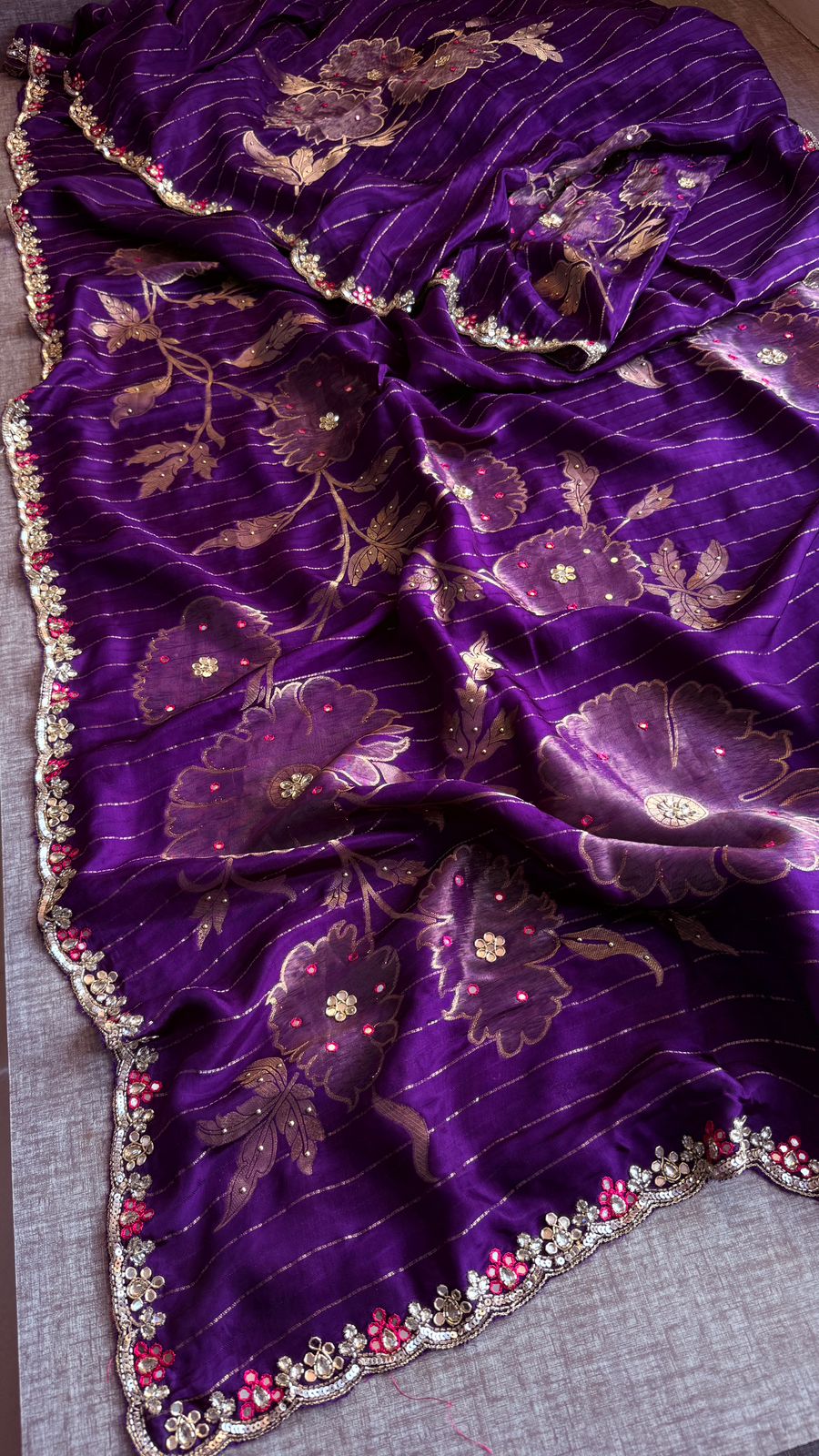Resham Zardozi And Kutdana On Munga Silk Banarasi · 48 Artisan Hours of work · The Virasat Edit