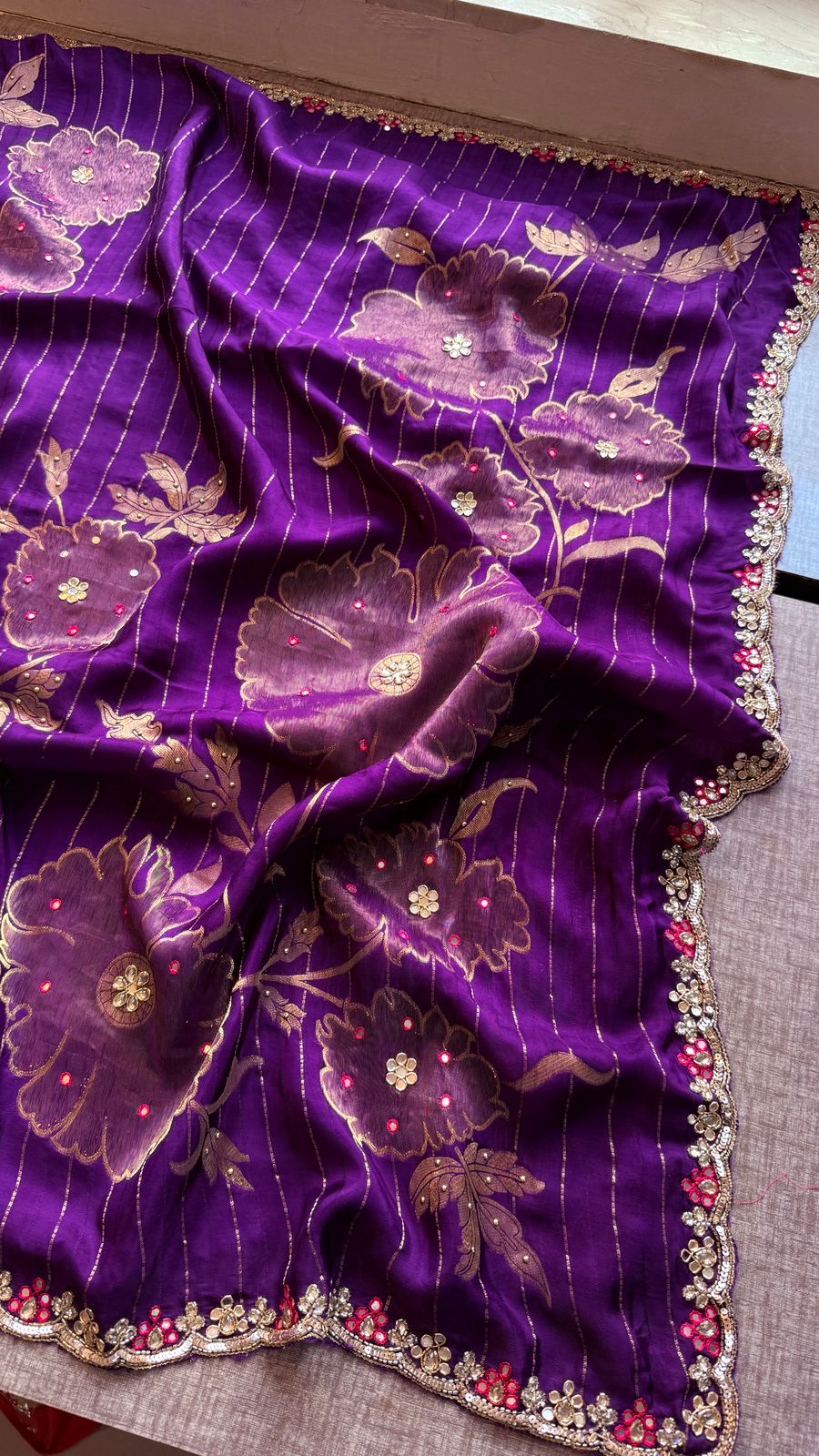 Resham Zardozi And Kutdana On Munga Silk Banarasi · 48 Artisan Hours of work · The Virasat Edit