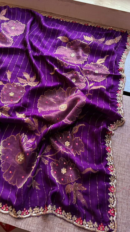 Resham Zardozi And Kutdana On Munga Silk Banarasi · 48 Artisan Hours of work · The Virasat Edit
