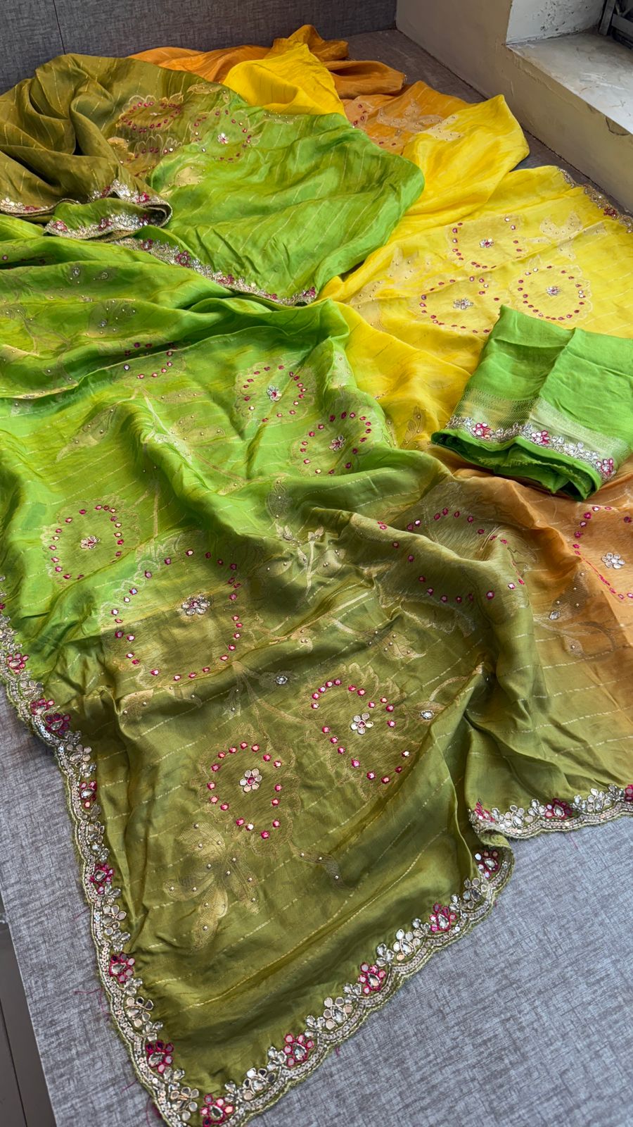 Resham Zardozi And Kutdana On Munga Silk Banarasi · 48 Artisan Hours of work · The Virasat Edit