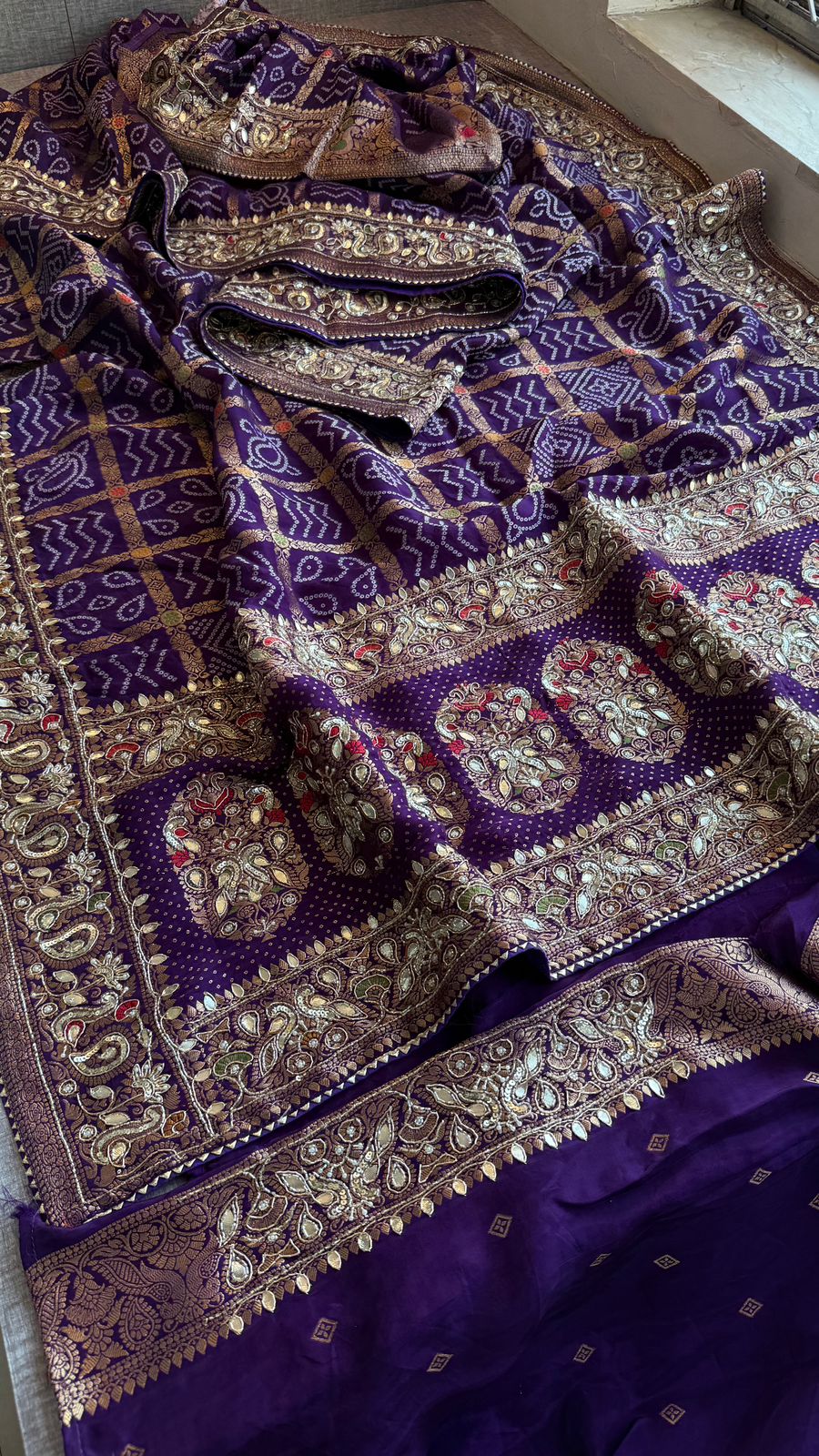 Zardozi Pearl And Kutdana On Munga Silk Banarasi · 56 Artisan Hours of work · The Nazakat Edit