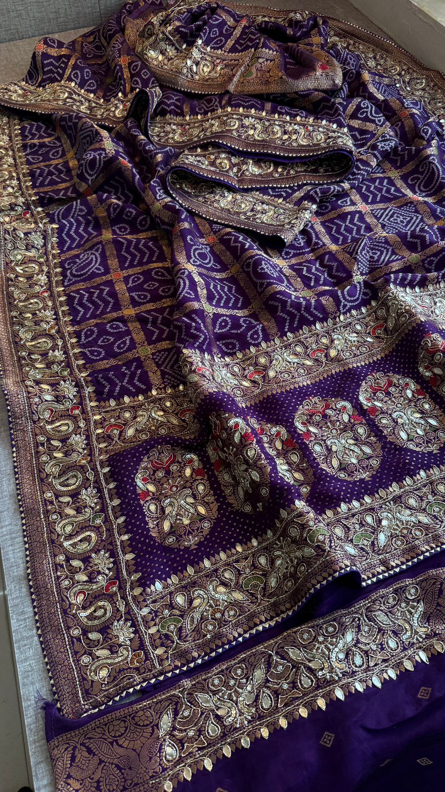 Zardozi Pearl And Kutdana On Munga Silk Banarasi · 56 Artisan Hours of work · The Nazakat Edit