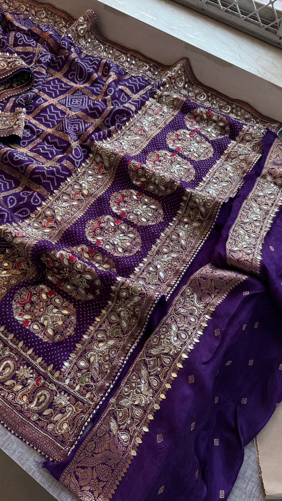 Zardozi Pearl And Kutdana On Munga Silk Banarasi · 56 Artisan Hours of work · The Nazakat Edit