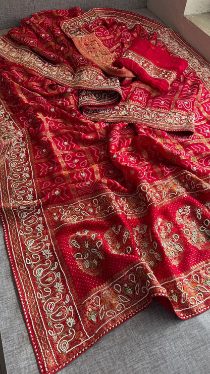 Zardozi Pearl And Kutdana On Munga Silk Banarasi · 56 Artisan Hours of work · The Nazakat Edit
