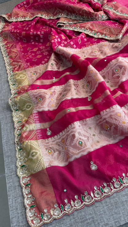 Kutdana Pearl Sequins And Resham On Patola Silk Banarasi · 48 Artisan Hours of work · The Riwaayat Edit