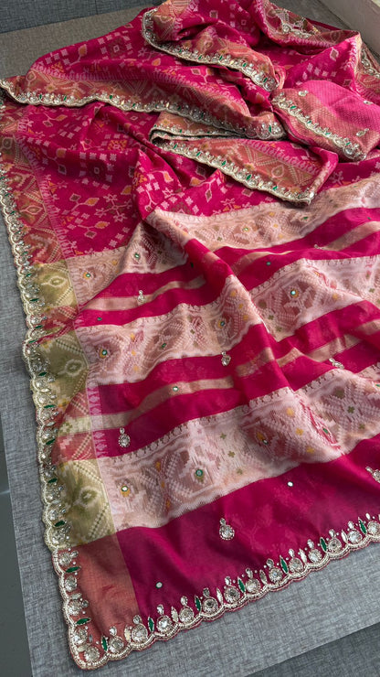 Kutdana Pearl Sequins And Resham On Patola Silk Banarasi · 48 Artisan Hours of work · The Riwaayat Edit