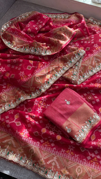 Kutdana Pearl Sequins And Resham On Patola Silk Banarasi · 48 Artisan Hours of work · The Riwaayat Edit