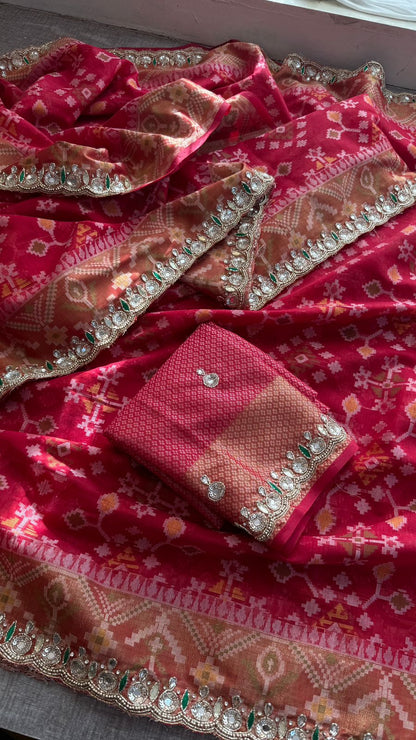 Kutdana Pearl Sequins And Resham On Patola Silk Banarasi · 48 Artisan Hours of work · The Riwaayat Edit