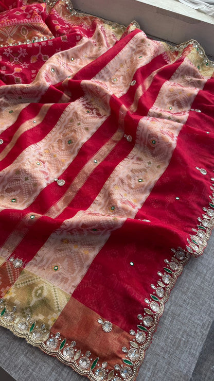 Kutdana Pearl Sequins And Resham On Patola Silk Banarasi · 48 Artisan Hours of work · The Riwaayat Edit