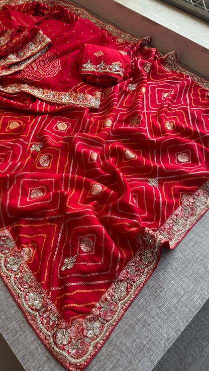 Kutdana Pearl And Sequins On Munga Silk Banarasi · 44 Artisan Hours of work · The Jashn Edit