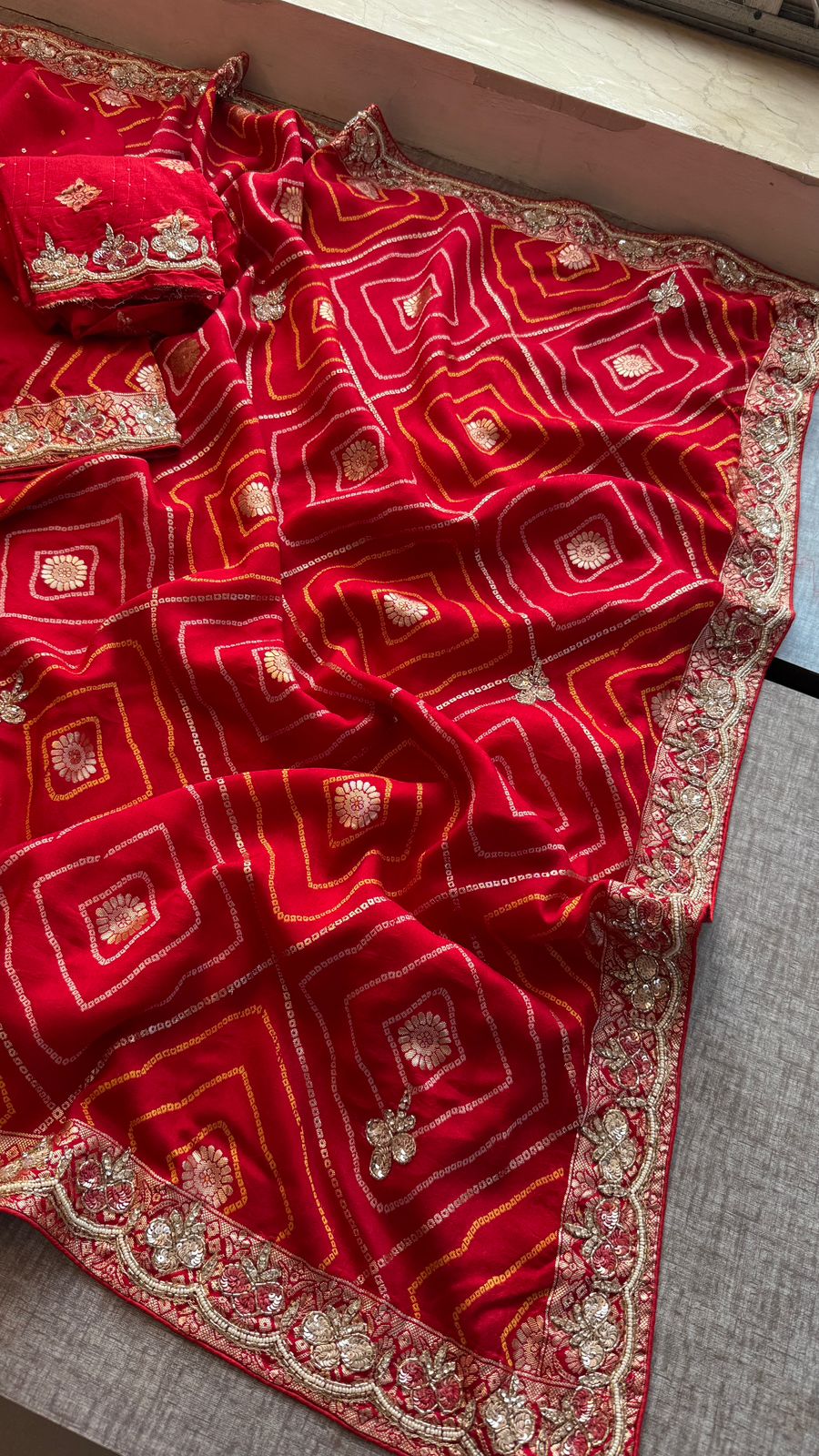 Kutdana Pearl And Sequins On Munga Silk Banarasi · 44 Artisan Hours of work · The Jashn Edit