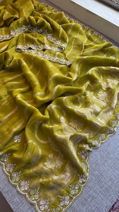 Kutdana Pearl And Sequins On Munga Silk Jacquard · 40 Artisan Hours of work · The Shringar Edit