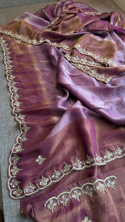 Kutdana Pearl And Sequins On Munga Silk Jacquard · 40 Artisan Hours of work · The Shringar Edit