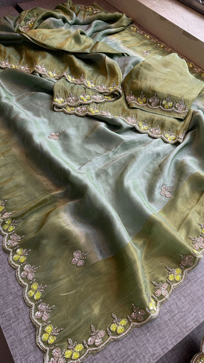Kutdana Pearl And Sequins On Munga Silk Jacquard · 40 Artisan Hours of work · The Shringar Edit