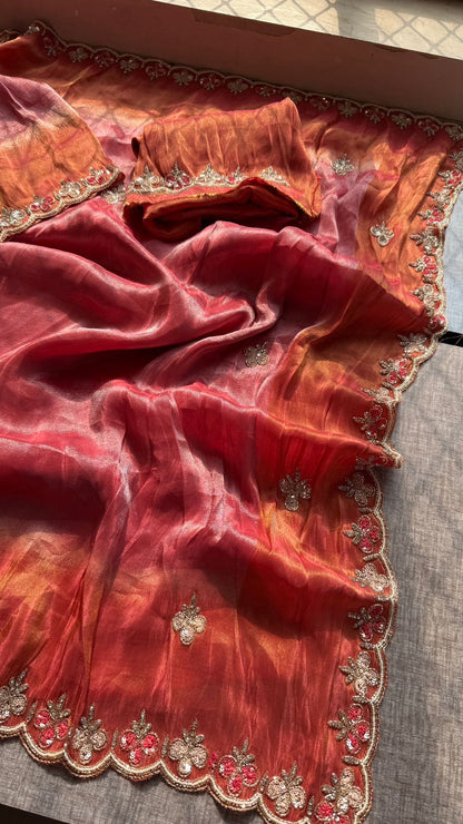 Kutdana Pearl And Sequins On Munga Silk Jacquard · 40 Artisan Hours of work · The Shringar Edit