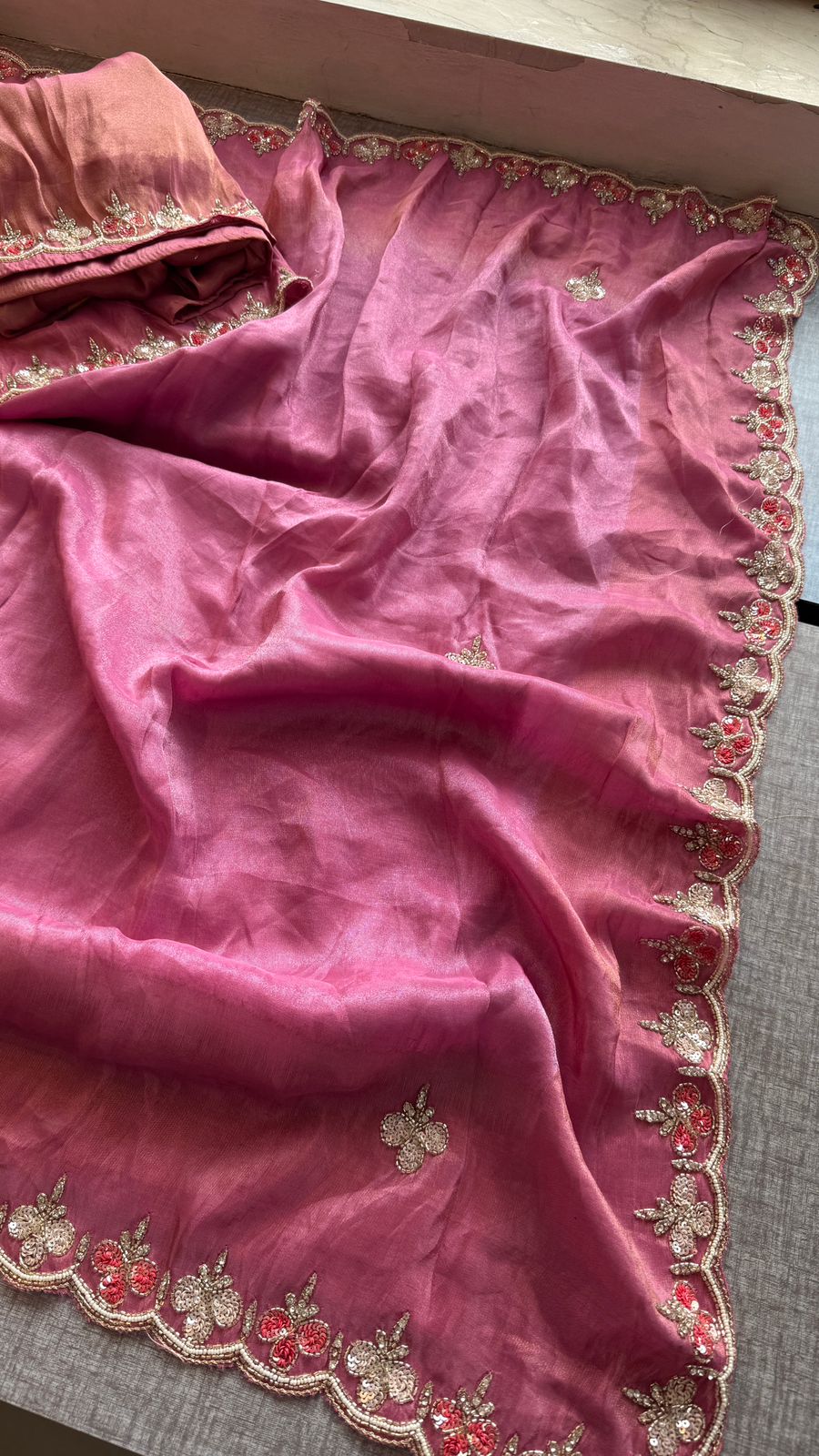 Kutdana Pearl And Sequins On Munga Silk Jacquard · 40 Artisan Hours of work · The Shringar Edit