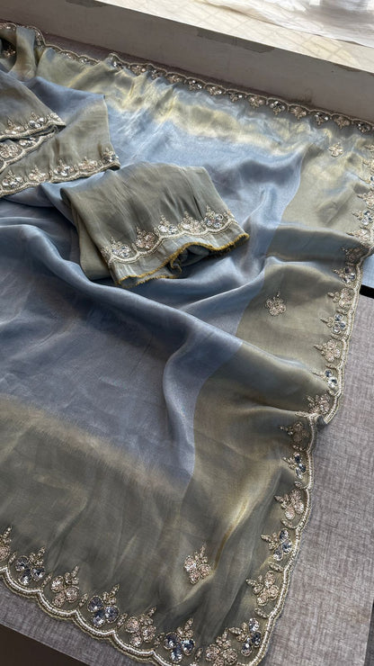 Kutdana Pearl And Sequins On Munga Silk Jacquard · 40 Artisan Hours of work · The Shringar Edit