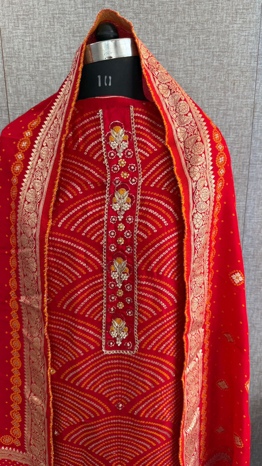 Pearl Gotta Patti And Zardozi On Munga Silk Banarasi Bandhani · 44 Artisan Hours of work · The Resham Adaa Edit
