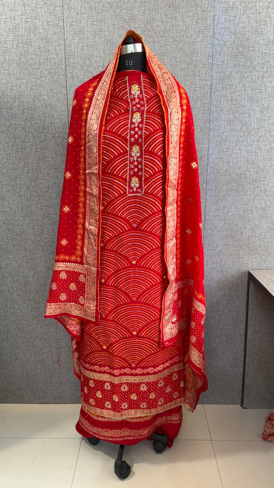 Pearl Gotta Patti And Zardozi On Munga Silk Banarasi Bandhani · 44 Artisan Hours of work · The Resham Adaa Edit