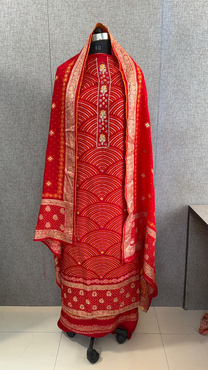 Pearl Gotta Patti And Zardozi On Munga Silk Banarasi Bandhani · 44 Artisan Hours of work · The Resham Adaa Edit