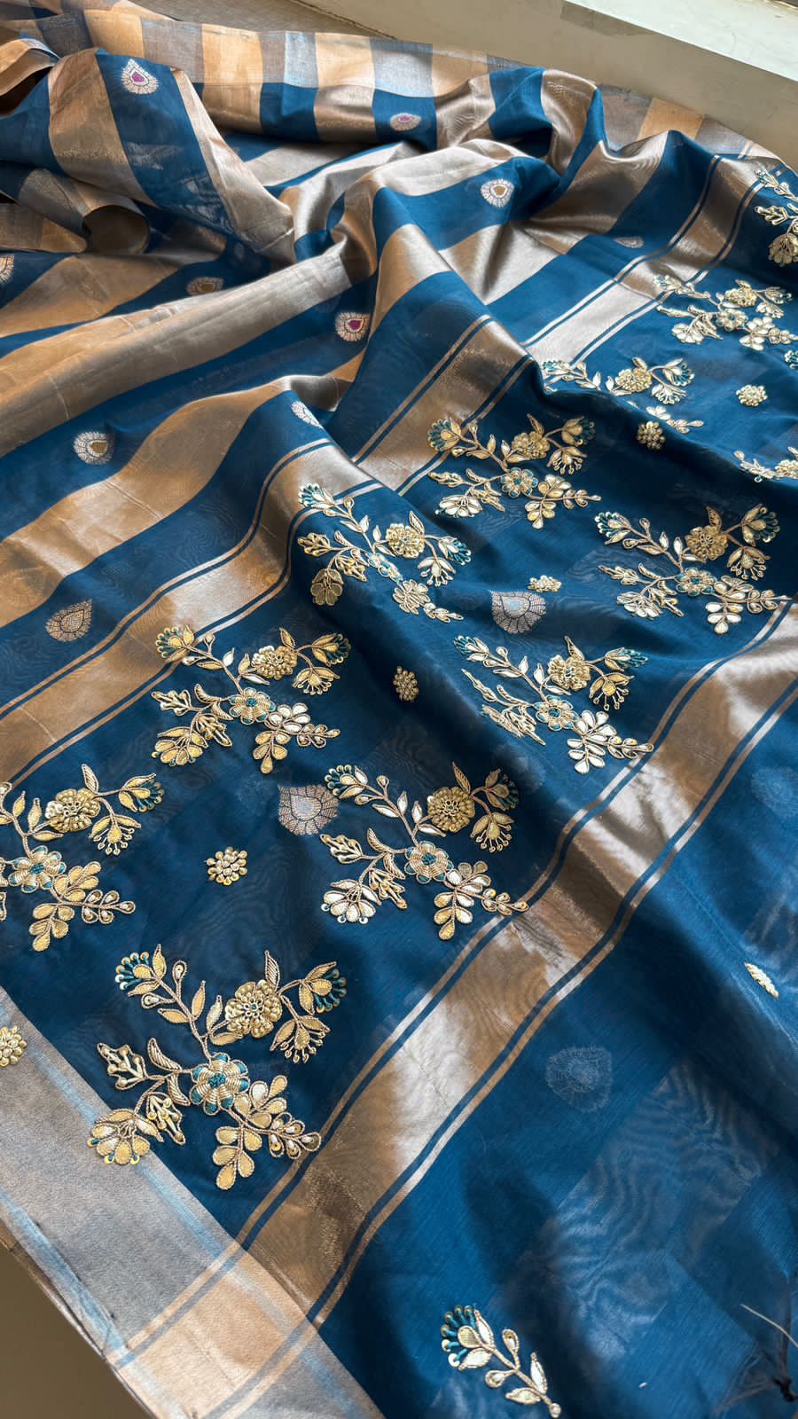 Zardozi Gotta Patti And Pearl On Linen Silk Banarasi · 64 Artisan Hours of work · The Gulnaar Edit