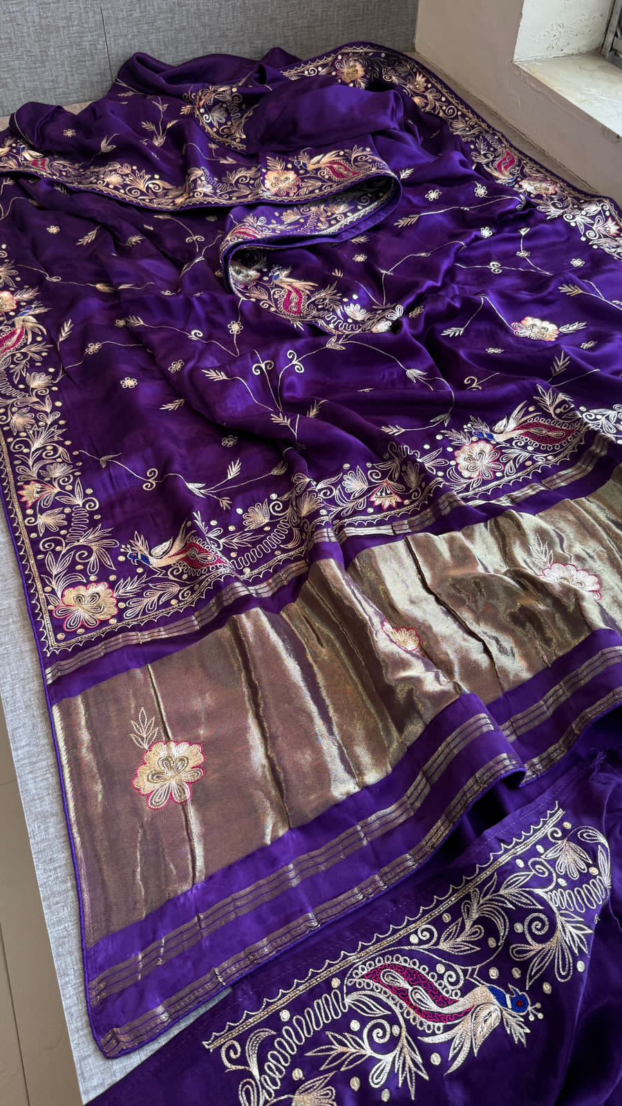 Zardozi And Resham On Pure Gajji Silk · 56 Artisan Hours of work · The Neelambari Edit