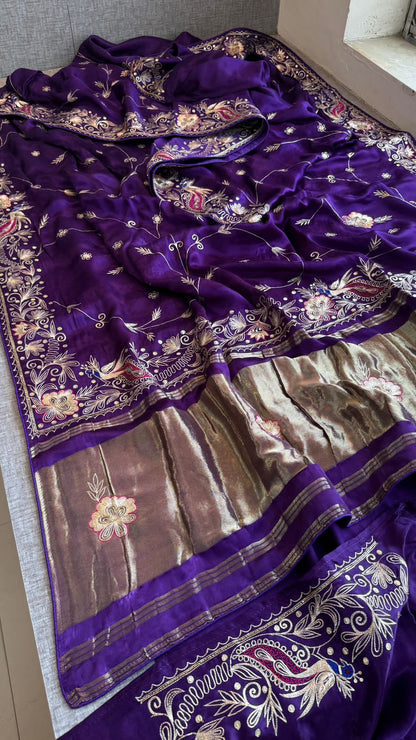 Zardozi And Resham On Pure Gajji Silk · 56 Artisan Hours of work · The Neelambari Edit